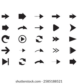 Arrows big black icon set. Arrow icons symbol design. Arrow flat vector collection. Modern Arrows Cursor simple pack. Vector illustration white background.