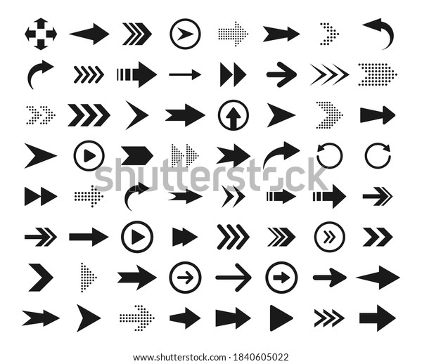 Arrows Big Black Icon Set Collection Stock Vector (Royalty Free ...