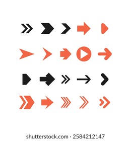 Arrows big black and red set icons, arrow icon, modern simple arrows, arrow vector collection cursor