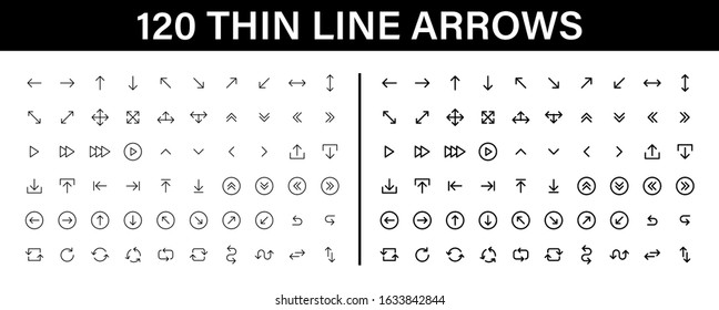 Arrows big black set 120 icons. Arrow icon. Arrow vector collection. Arrow. Cursor. Modern simple arrows. Vector illustration.