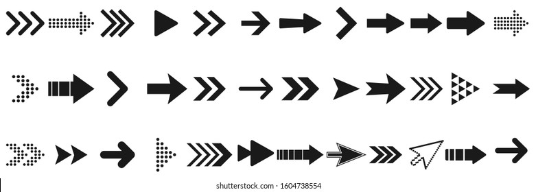 Arrows big black set icons. Arrow icon. Arrow vector collection. Arrow. Cursor. Black arrows isolated on white background