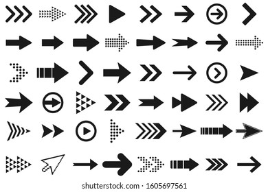 Arrows big black set icons. Arrow icon. Arrow vector collection. Arrow. Cursor. Black arrows isolated on white background