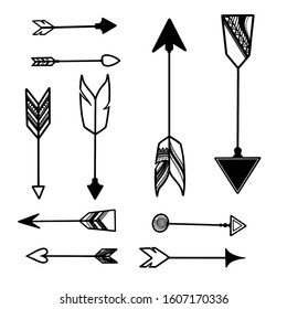 Arrows big black set icons. Arrow vector collection. Vector hand drawn arrows set isolated on white