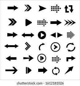 Arrows Big Black Set Icons. Arrow Icon. Collection Of Concept Arrows For Web Design, Mobile Apps, Interface And More. 