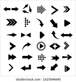 Arrows big black set icons.  Collection of concept arrows for web design, mobile apps, interface and more. Different black Arrows icons,vector set.