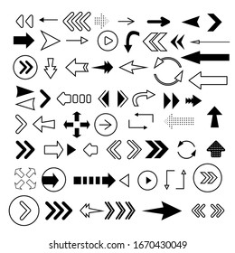 Arrows big black set icons. Arrow icon. Arrow vector collection. Modern flat arrows isolated on white background.