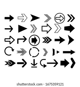 Arrows Big Black Set Icons. Arrow Vector Collection. Vector Illustration
