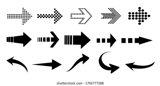 Arrows Big Black Set Icons. Arrow Vector Collection