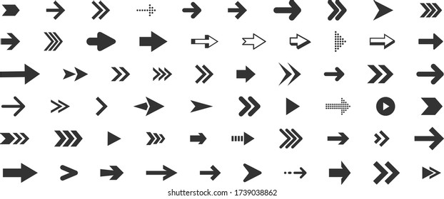 Arrows big black set icons. Arrow icon. Arrow vector collection. Arrow. Cursor. Modern simple arrows. Vector illustration