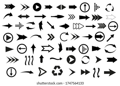 Arrows big black set icons. Arrow icon