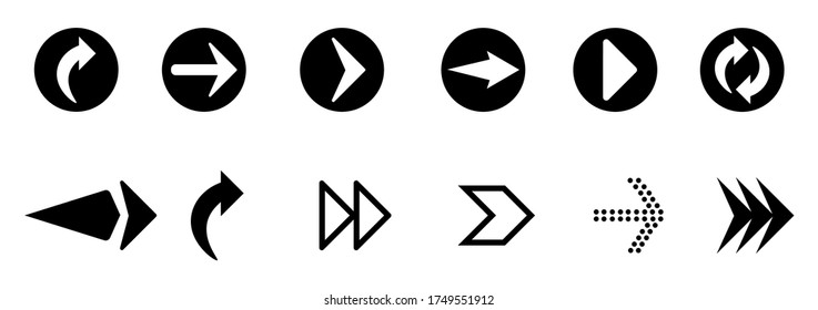 Arrows big black set icons isolated on white background. Collection of concept arrows for web design, mobile apps, interface and more. Digital graphic. Vector illustration, eps 10.