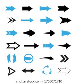 Flechas grandes iconos de conjunto negro. Icono de flecha. Colección vectorial de flecha. Flecha. Cursor. Modernas flechas simples. 