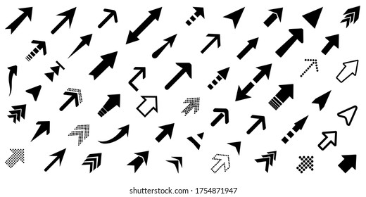 Arrows big black set icons. Arrow vector collection