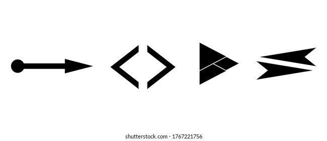 Flechas grandes iconos de conjunto negro. Icono de flecha. Símbolo de línea de interfaz aislado para diseño de ilustraciones digitales de aplicaciones, web y música.