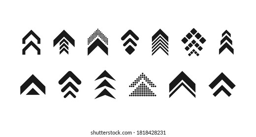 Flechas grandes iconos de conjunto negro. Icono de flecha. Flechas para diseño web, aplicaciones móviles, interfaz y más. Ilustración de material vectorial.