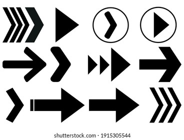 Arrows Big Black Set Icons. Arrow Icon. Arrow Vector Collection.