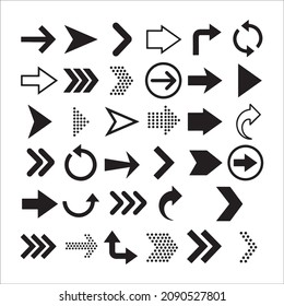 Arrows big black set icons. Arrow icon. Arrow vector collection. Arrow. Cursor. Modern simple arrows. Vector illustration
