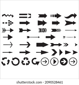 Pfeile große schwarze Set-Symbole. Pfeilsymbol. Pfeilvektorkollektion. Pfeil. Cursor. Moderne, einfache Pfeile. Vektorgrafik
