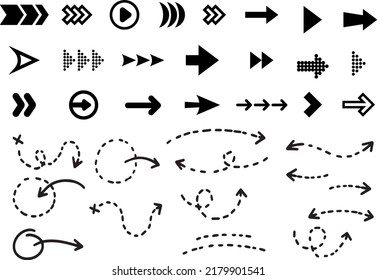 Arrows big black set icons. Arrow icon. Arrow vector collection. Arrow. Cursor. Modern simple arrows. Vector illustration.hand drawn Arrows icons Set. arrow icon with various directions.