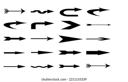 Flechas grandes iconos de conjunto negro. Icono de flecha. Colección vectorial de flecha. Flecha. Cursor. Modernas flechas simples. Ilustración del vector