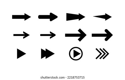 Flechas grandes iconos de conjunto negro. Icono de flecha. Colección vectorial de flecha. Flecha. Cursor. Modernas flechas simples. Ilustración del vector