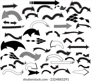 Arrows big black set icons. Arrow icon. Arrow vector collection. Arrow. Cursor. Modern simple arrows. Vector illustration. arrow vector.