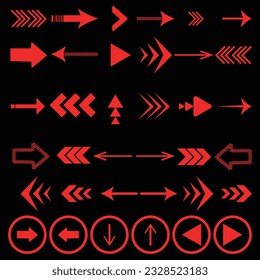 Flechas grandes iconos de conjunto negro. Icono de flecha. Colección vectorial de flecha. Flecha. Cursor. Modernas flechas simples. Ilustración del vector