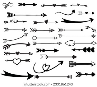 Pfeile große schwarze Set-Symbole. Pfeilsymbol. Pfeilvektorkollektion. Pfeil. Cursor. Moderne, einfache Pfeile. Vektorgrafik