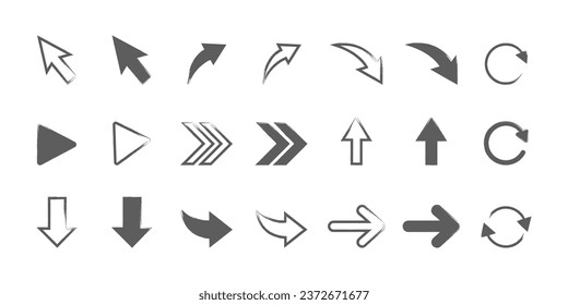 Arrows big black set icons. Arrow icon. Arrow vector collection. Arrow. Cursor. Modern simple arrows. Vector illustration