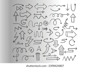 Arrows big black set icons. Arrow vector collection isolated on white background. Modern simple Vector illustration Set arrow icon. Collection different arrows sign. Black vector 