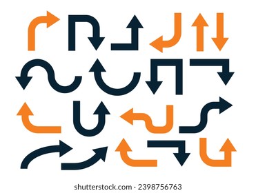 Arrows big black set icons. Arrow vector collection isolated on white background. Modern simple Vector illustration Set arrow icon. Collection different arrows sign. Black vector 