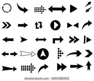 Arrows big black set icons. Arrow icon. Arrow vector collection. Arrow. Cursor. Modern simple arrows. white background