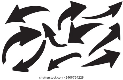 Flechas grandes iconos de conjunto negro. Colección vectorial de flecha. Icono de flecha. Flecha. Cursor. Modernas flechas simples. Ilustración vectorial. EPS 10	