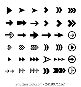 Flechas grandes iconos de conjunto negro. Icono de flecha. Colección vectorial de flecha. Flecha. Cursor. Modernas flechas simples. Ilustración del vector