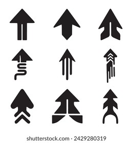 Arrows big black set icons. Arrow icon. Arrow vector collection. Arrow. Cursor. hand drawn arrow set, Vector illustration,