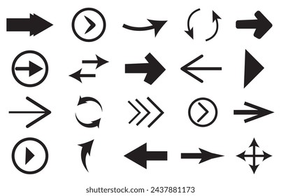 Arrows big black set icons. Arrow icon. Arrow vector collection. Arrow. Cursor. Modern simple arrows. Vector illustration eps 10 file