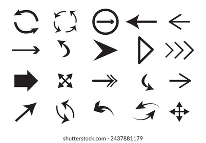 Flechas grandes iconos de conjunto negro. Icono de flecha. Colección de vectores de flecha. Flecha. Cursor. Flechas simples modernas. Ilustración vectorial eps 10 archivo
