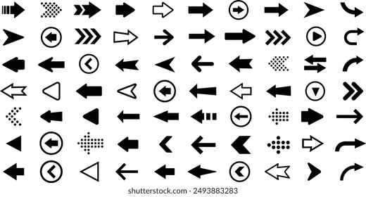 Arrows big black set icons, arrow, cursor. Collection of different arrow signs, modern simple arrow, arrows vector file