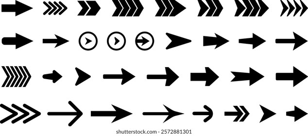 Arrows big black set icons. Arrow icon. Arrow vector collection. Arrow. Cursor. Modern simple arrows. Vector illustration