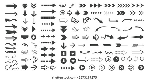 Arrows big black set icons, arrow icon, modern simple arrows, arrow vector collection cursor Modern arrows. Vector illustration