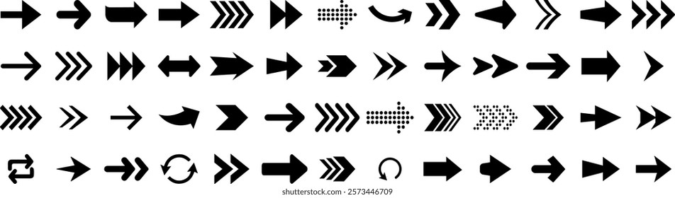 Arrows big black set icons, Arrow vector collection cursor. . Arrow vector collection. Collection different arrow signs. Black arrows icons. Arrows vector illustration collection.
