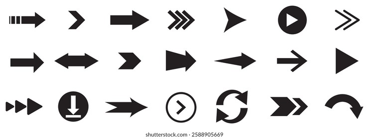Arrows big black set icons. Arrow icon. Arrow vector collection. Arrow. Cursor. Modern simple arrows. Vector illustration