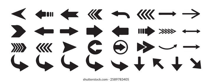 Arrows big black set icons. Modern simple arrows. Collection arrows sign. Vector illustration eps 10