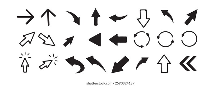 Arrows big black set icons .arrow vector. Mouse cursor collection. Vector illustration eps