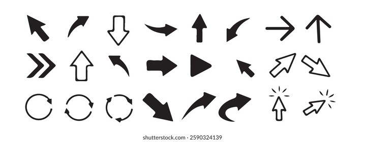 Arrows big black set icons .arrow vector. Mouse cursor collection. Vector illustration eps