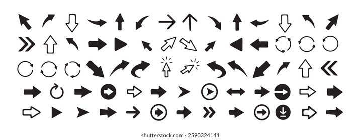 Arrows big black set icons .arrow vector. Mouse cursor collection. Vector illustration eps