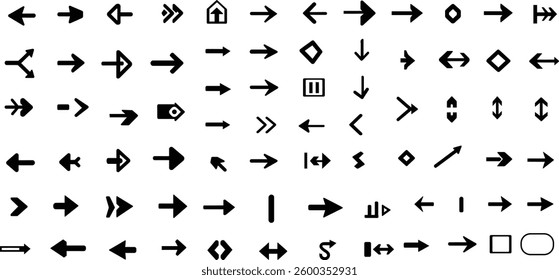 Arrows big black set icons. Arrow icon aim. Arrow vector collection. Arrow. Cursor. Modern simple arrows. Vector illustration collection direction download design forward. 