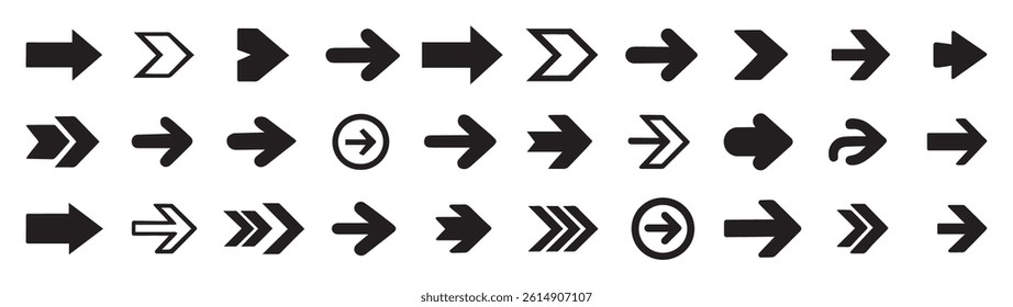 Arrows big black set icons, Arrow vector collection cursor. . Arrow vector collection. Collection different arrow signs.  Modern simple arrows vector illustration collection. 