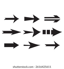 Arrows big black set icons design. Arrow icon flat collections. Set off different arrows or web designs. Arrow flat style isolated on white background - stock vector arrow symbols.