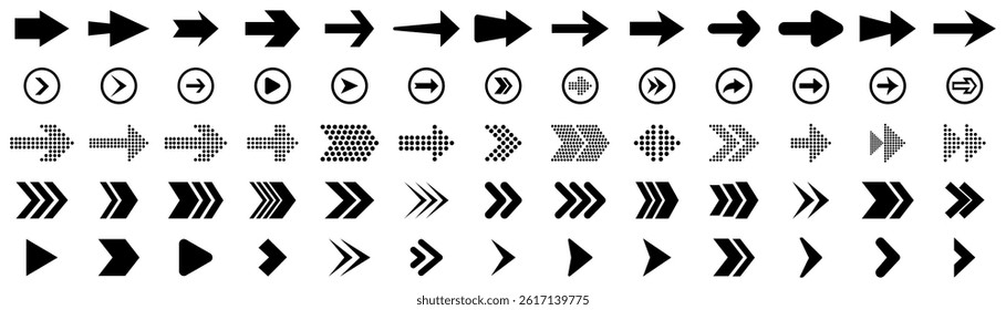 Arrows big black set icons, Arrow vector collection cursor. . Arrow vector collection. Collection different arrow signs. Black arrows icons. Arrows vector illustration collection.